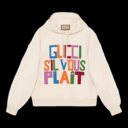 Gucci Felted cotton Hooded sweatshirt with patch 'Ivory'