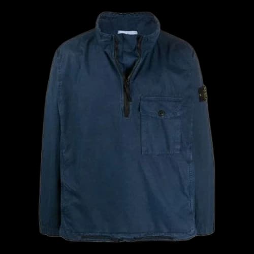 STONE ISLAND Zipper High Collar Windproof Tops Blue