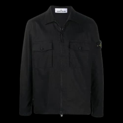 STONE ISLAND Logo Shirt Jacket Black