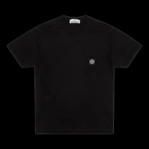 STONE ISLAND Pocket Logo Round Neck Short Sleeve Black
