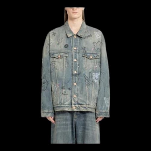 Balenciaga Graffiti Denim Jacket 'Light Blue'