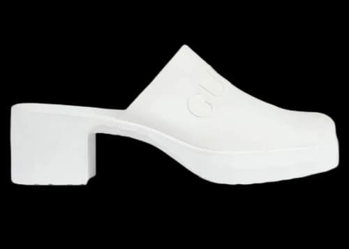 Gucci Rubber Embossed Logo Mule White (Women's)