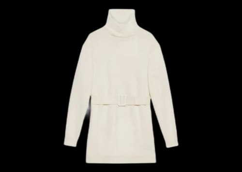Gucci Cashmere Wool With GG Patch Turtleneck Top Ivory