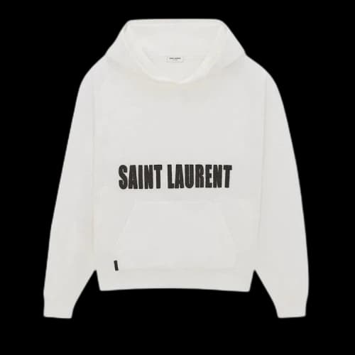 Saint Laurent Logo Print Hooded Sweatshirt 'Natural/Black'