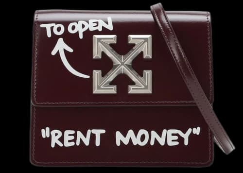 OFF-WHITE "RENT MONEY" 0.7 Jitney Bag Bordeaux
