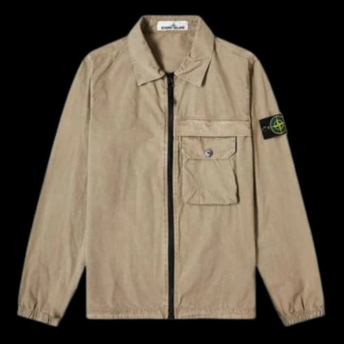 STONE ISLAND Pocket Washed Zipper Jacket Khaki