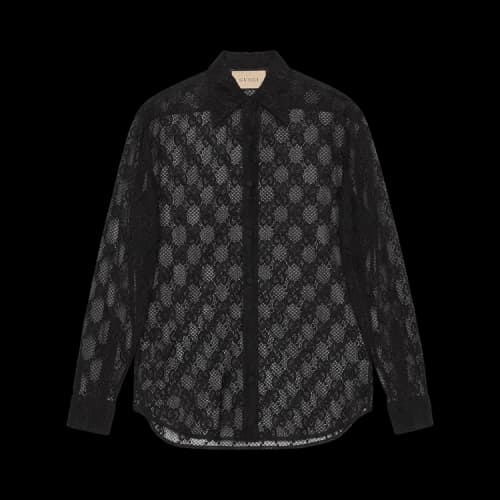 Gucci Lace Collared Shirt 'Black'