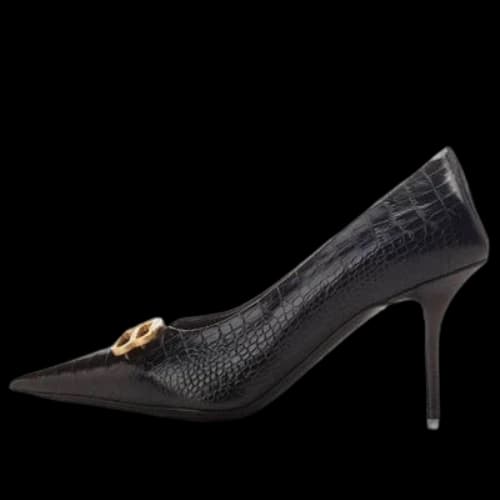 Balenciaga Square Knife BB Croc-Effect Leather Pumps 'Black' (Women's)