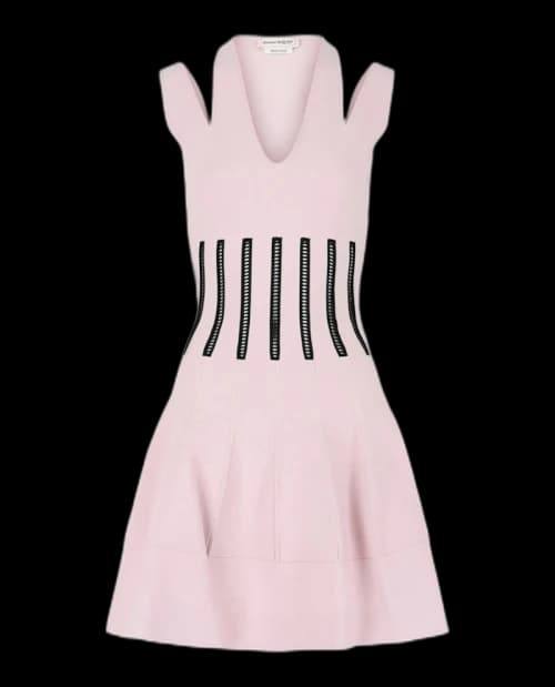 Alexander McQueen Coutout Shoulder Corset Dress Purple