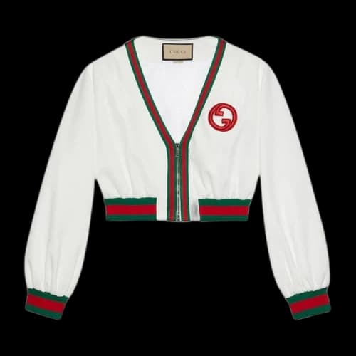 Gucci Jersey Zip Jacket With Web Stripe 'White'