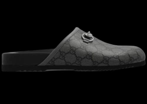 Gucci GG Supreme Mule with Horsebit Grey Black