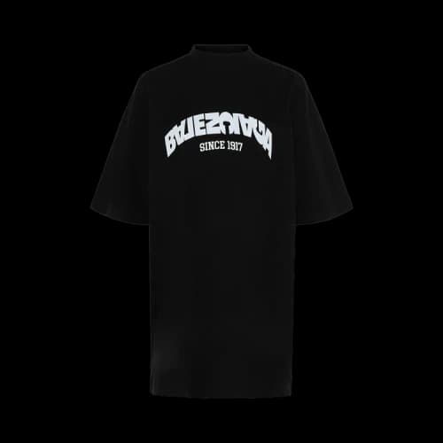 Balenciaga Women's Oversized Back Flip Logo T-Shirt Dress Black/White