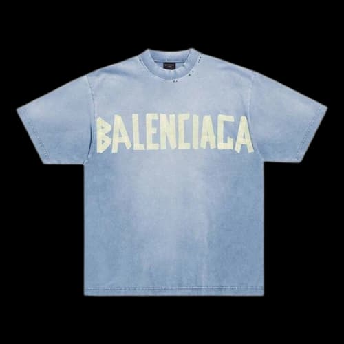 Balenciaga Tape Type Medium Fit T-Shirt 'Faded Blue'