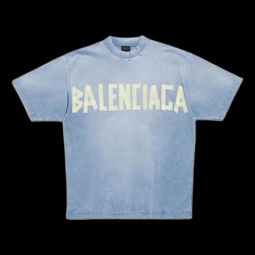 Balenciaga Tape Type T-shirt Medium Fit 'Faded Blue'