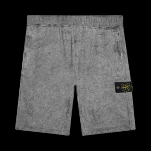 Stone Island Patch Logo Fleece Shorts 'Melange Black'