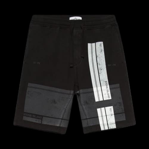 Stone Island Logo Printed Fleece Shorts 'Black'