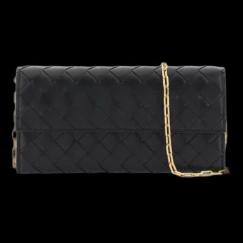 Bottega Veneta Wallet On Chain 'Black Gold' (Women's)