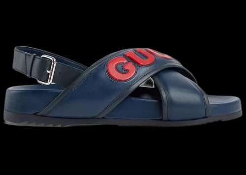 Gucci Cross Band Sandal Blue Red