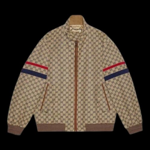 Gucci GG Cotton Canvas Zip Jacket 'Beige Blue'