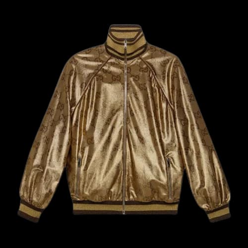 Gucci Maxi GG Sparkling Jersey Zip Jacket 'Camel Gold/Multicolor'