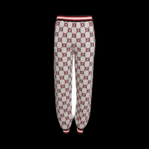 Gucci GG Jacquard Polo Pant 'Ivory/Red/Ink'
