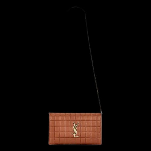 Saint Laurent Logo Plaque Quilted Chain Wallet 'Fox'
