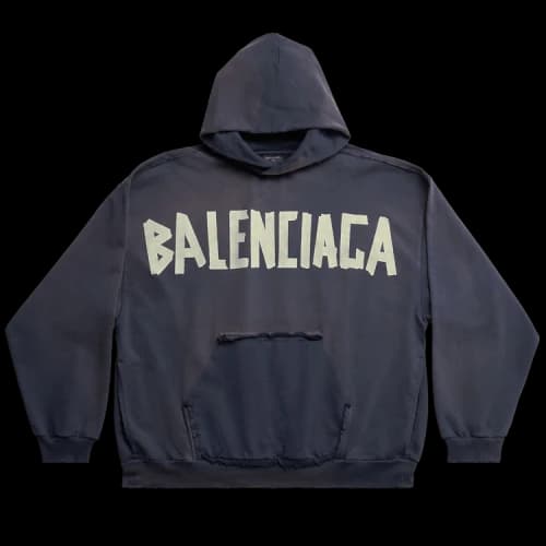 Balenciaga Ripped Pocket Hoodie 'Marine Blue'