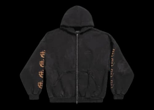 Balenciaga Heavy Metal Outerwear Zip-Up Oversized Hoodie Black Faded