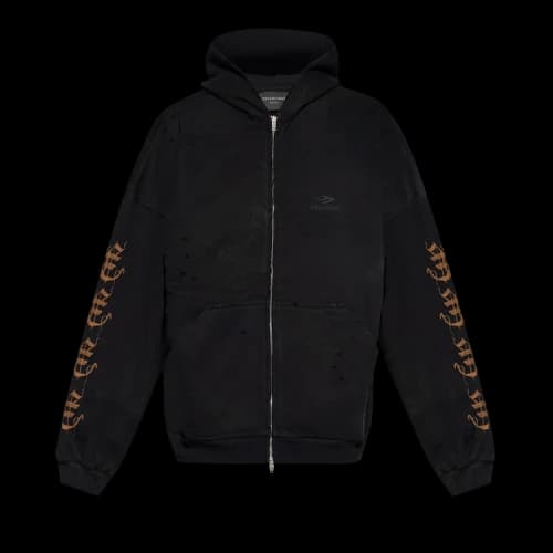 Balenciaga Zip Up Hoodie 'Washed Black'