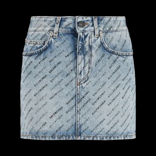 Balenciaga Women's Allover Stencil Low-Waist Mini Skirt Iced/Blue