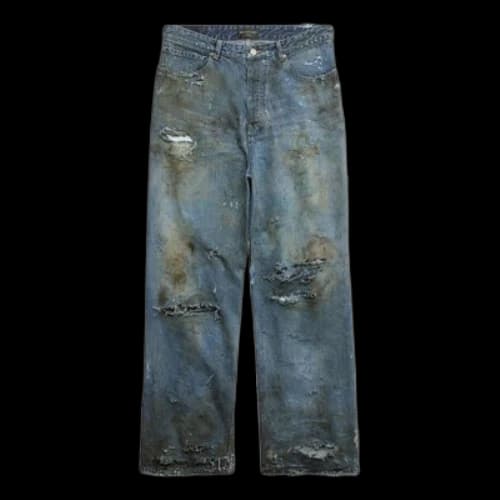 Balenciaga Super Destroyed Baggy Pants 'Light Blue'