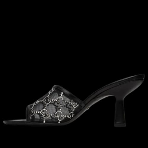 Gucci GG Mid-Heel Slide Sandal 'Black' (Women's)