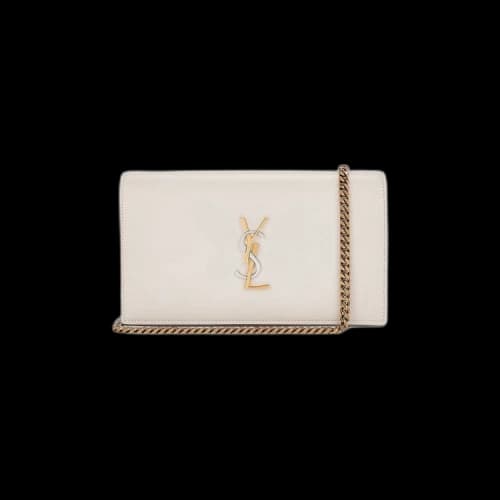 Saint Laurent Cassandra Tri Metal Chain Wallet 'Soft Cream/Trigalva'