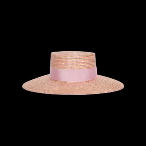 Gucci Striped Wide Brim Hat 'Naturale/Pink'