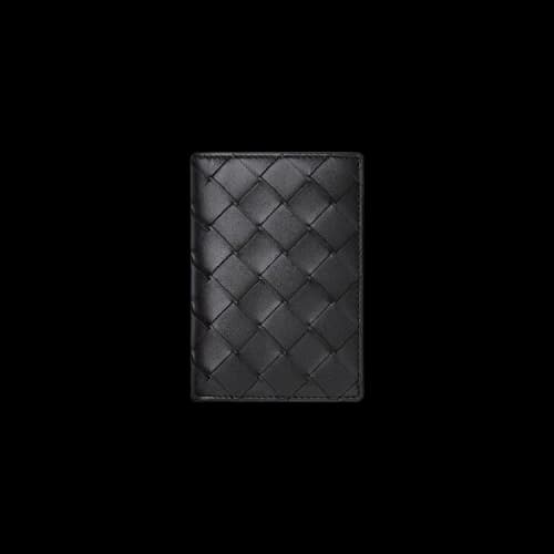 Bottega Veneta Intrecciato Flap Card Case 'Black/Silver'