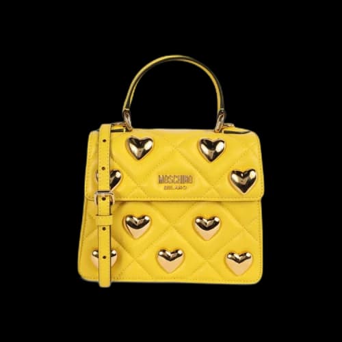 Moschino Heart Studs Quilted Shoulder Bag 'Yellow'