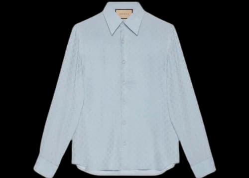 Gucci GG Silk Crepe Shrit Light Blue