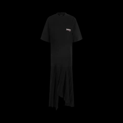 Balenciaga Women's Political Campaign Pleated T-Shirt Dress Black