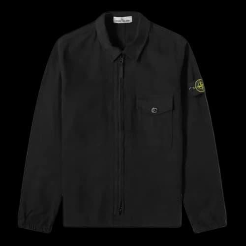 STONE ISLAND Garment Dyed Zip Shirt Overshirt 'Black'