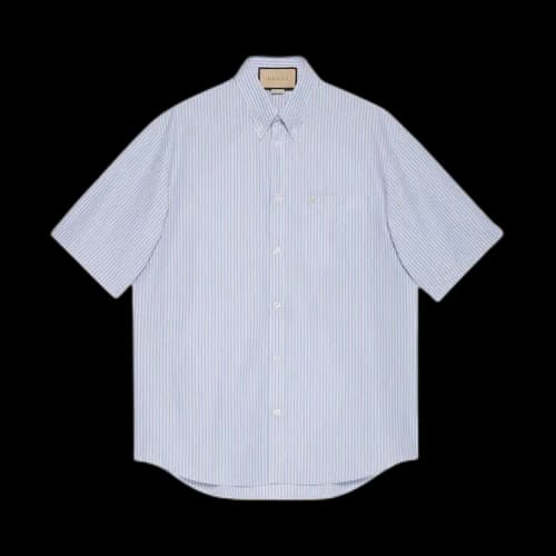 Gucci Short-Sleeve Panelled Shirt 'Light Blue'