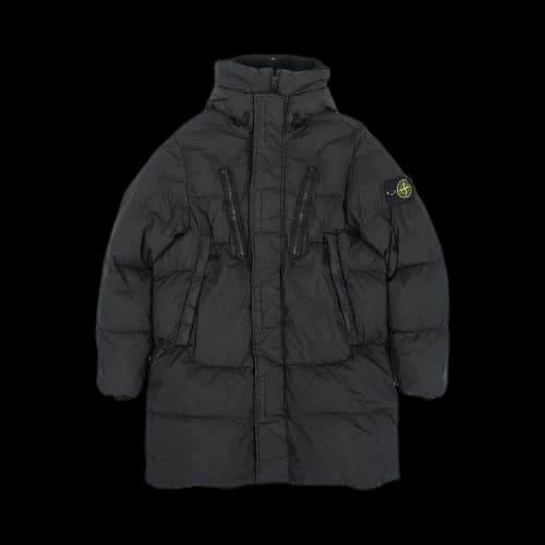 Stone Island Crinkle Long Down Jacket 'Black'