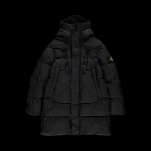 Stone Island Crinkle Long Down Jacket 'Charcoal'