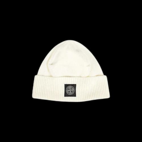 Stone Island Logo Patch Beanie 'Natural White'