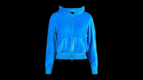 Balenciaga Women's Velvet Zip Up Hoodie Azure