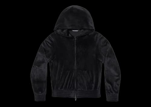 Balenciaga BB Paris Strass Zip-Up Fitted Hoodie Black