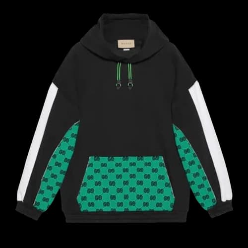 Gucci Monogram Logo Hoodie 'Black/Green'