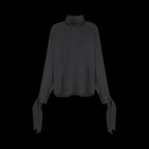 Saint Laurent High Neck Silk Blouse 'Black'