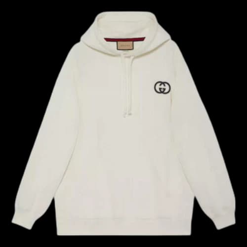 Gucci Cotton jersey hooded sweatshirt with Interlocking G embroidered patch 'Off white' (Women's)