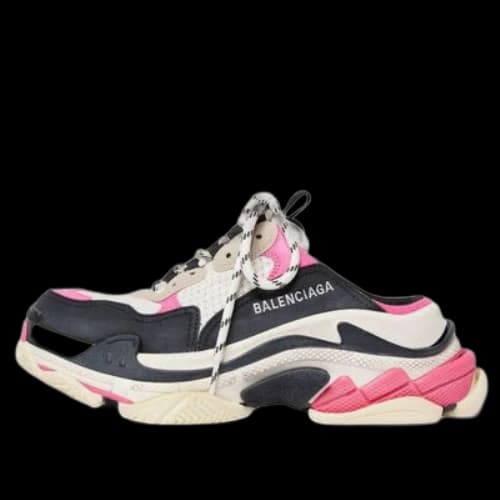 Balenciaga Triple S Mules 'White Pink and Black Double Foam and Mesh' (Women's)