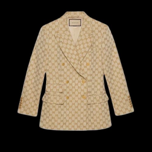 Gucci GG Linen Cotton Jacquard Jacket Beige